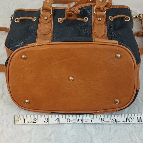 Cristina Italy real leather drawstring bucket bag with strap Black Brown - Picture 16 of 16